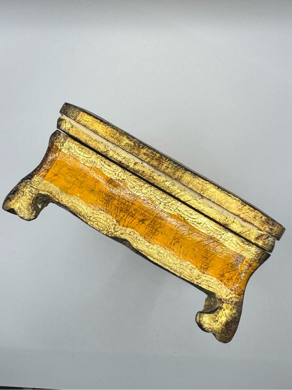 Vintage Florentine Gold Gilt Wood Jewelry Box w/Floral Design Florentia Italy - Picture 9 of 12